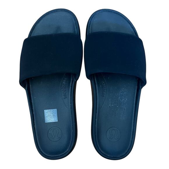 Lululemon Men's Restfeel Slide Black Graphite Gray Sandals Workout Gym Size 8 - Picture 1 of 7